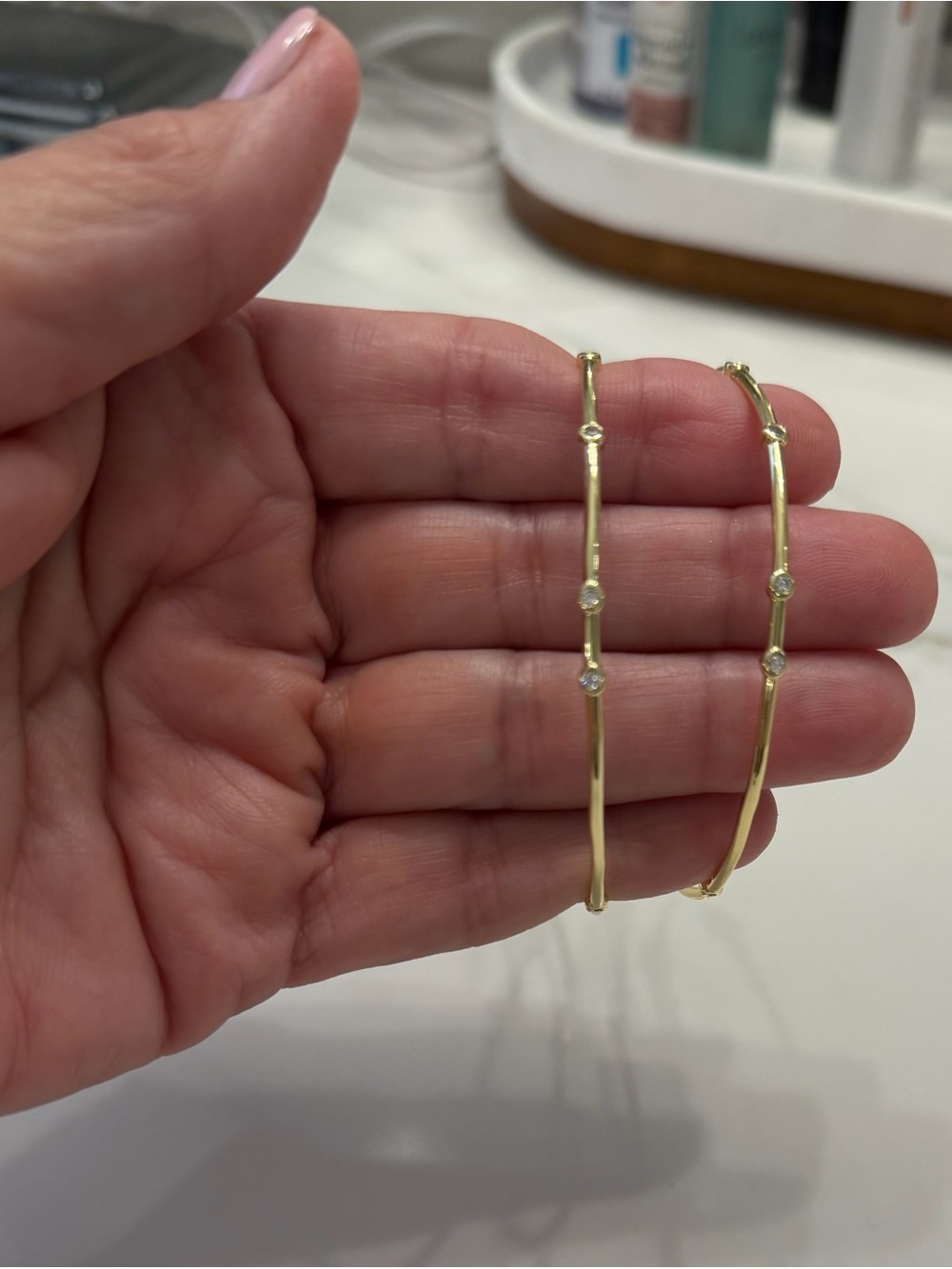 Melinda Maria Big Ass Hoops Gold Tone Studded Hoop Earrings NWT - Picture 3 of 5